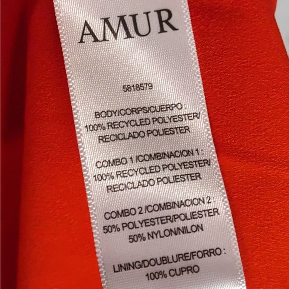 AMUR Cleopatra Pleated One Shoulder Ruffle Maxi Dress Pink Red Women's Size 2 - Picture 11 of 16